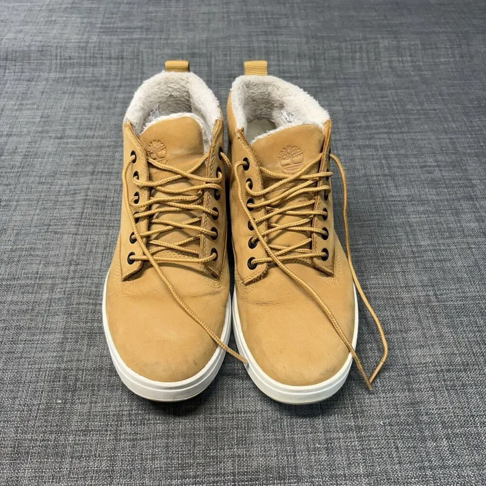 Mens Timberland DAVIS SQUARE Warm Fur Lined Chukka Sz 7.5 A2G6G Wheat Nubuck
